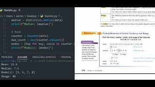 Mean, Mode, Median and Range in Python for Kids. #birkari #maths #python #vscode #statistics #iraq