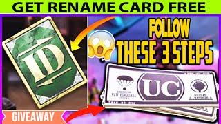 How To Get Free Rename Card In pubg Mobile | Best 3 Ways To get Rename card + (Giveaway)