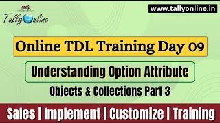 Online TDL Training Day 09|Understanding Option Attribute|Objects and Collections Part 3