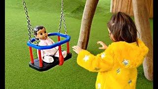 Fun Playground for Childrens - Swing and Long Slide