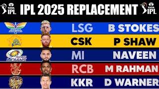 IPL 2025 - 1st Replacement List Announced for the IPL 2025 | IPL 2025 Replacement