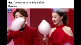 Eating cotton candy super fast challenge  on TV