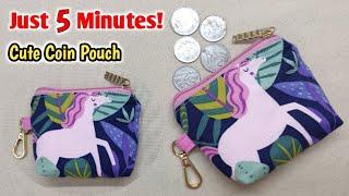 JUST 5 MINUTES !!! How to make Coin Pouch at home | DIY Pouch Making | DIY Purse Sewing Tutorial