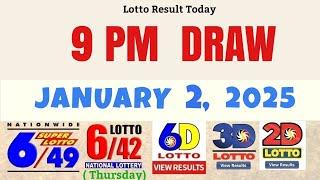 Lotto Result Today 9pm January 2, 2025 PCSO