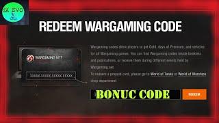 WOT BONUS CODE  WHERE  Enter CODE -  1 CODE CAN ONLY TAKE