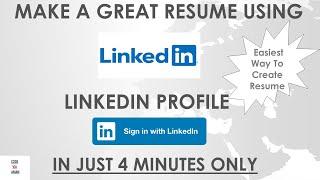 How To Build Resume Using LinkedIn Profile | Create A Quick Resume From Your LinkedIn Profile | CV |