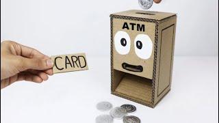 Mini ATM Machine From Cardboard - कार्ड डालो और सिक्के निकलो