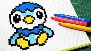 Handmade Pixel Art - How To Draw Piplup Pokemon #pixelart