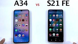 SAMSUNG A34 vs S21 FE Speed Test