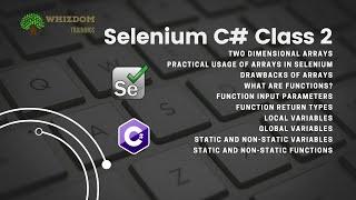 #selenium  C# Training Class 2 ||     @WhizdomTrainings01