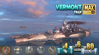 Battleship Vermont: Exciting game on map Trap - World of Warships