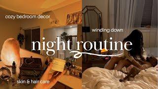  night in my life | cozy bedroom decor, skin and hair care routine, & winding down with me 