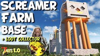 Efficient Screamer/XP Farm Base With Simple Loot Bag Collector - 7 Days to Die 1.0