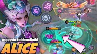 ALICE BEST BUILD FROM EARLY TO LATE GAME IN 2024  MUST TRY!! ALICE BROKEN BUILD & EMBLEM  | MLBB