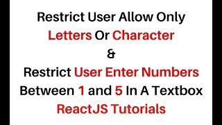 Restrict Input Textbox Allow Only Letters Or Characters In ReactJS