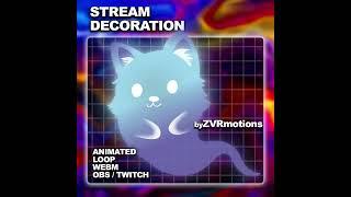 Ghost cats animated overlay twitch decoration, webm download, overlay decoration for stream