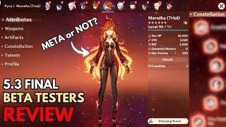 UPDATE!! Mavuika Final Beta Testers Review! Is She Worth The Hype In Version 5.3? - Genshin Impact