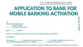 Mobile Banking Application - Letter To Bank for Mobile Banking Activation