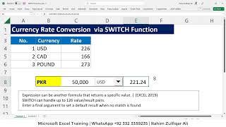 SWITCH Function in Microsoft Excel | Currency Rate Conversion