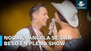 ¡Ya no esconden su amor! Christian Nodal y Ángela Aguilar se besan en pleno escenario