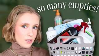 HUGE PILE OF EMPTIES ️ 30+ products I used up... would I repurchase?