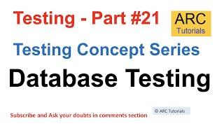 Database Testing Tutorial | Testing concepts in software testing | Testing concepts interview