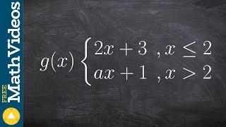 Learn how to find the value a that makes the function continuous