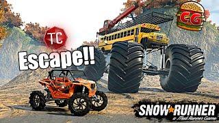 SnowRunner: TC vs CAMODO! ESCAPING The MEGA BUS, MONSTER Toyota Prius, & MORE! (Multiplayer Mods)