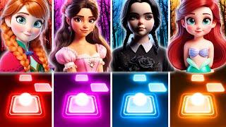 Frozen Anna Vs Encanto Isabela Vs Wednesday Addams Vs Mermaid Ariel - Tiles Hop!