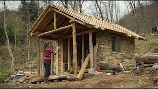 From Scratch to Shelter: Building My Dream Stone Cabin in the Wilderness