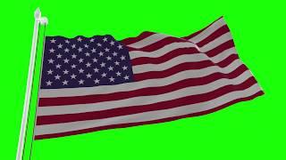 USA Flag GREEN SCREEN Close and Long Animation