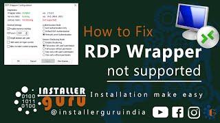 rdp wrapper not supported windows 10 (fix RDP wrapper error in Windows 10 (English)@installerguru