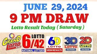 Lotto Result Today 9pm draw June 29, 2024 6/55 6/42 6D Swertres Ez2 PCSO#lotto