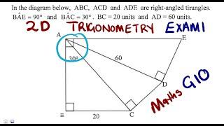 Mathematics Grade 10 TRIGONOMETRY 2D Exam 1 @mathszoneafricanmotives  @mathswithadmirelightone