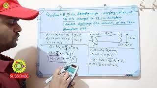 Problem based on Continuity Equation for change in pipe diameter | Continuity Equation