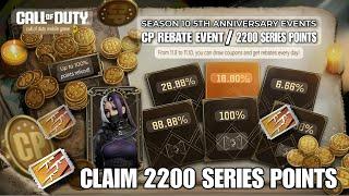 Season 10 New Double CP Event | 100% Rebate CP Event |How To Claim 2200 Free Series Points Codm 2024