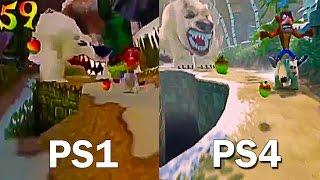 CRASH BANDICOOT Original PS1 VS Remastered PS4 Gameplay Comparison (2017)