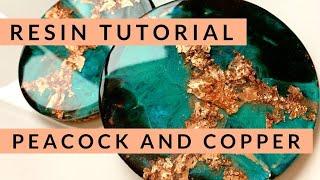 Resin Tutorial: 3 dimensional black & peacock blue green and copper. Acrylic, Mica & gilding flakes