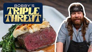 Jonathon Sawyer Attempts Bobby's Triple Threat | Bobby's Triple Threat | Food Network