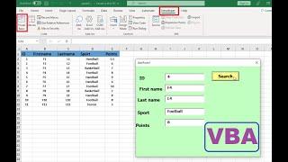 VBA code for search button in userform Excel