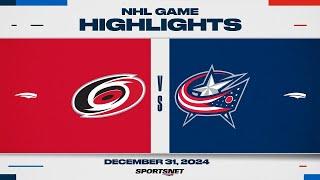 NHL Highlights | Hurricanes vs. Blue Jackets - December 31, 2024