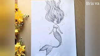 como dibujar una sirena a lapiz