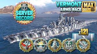 Battleship Vermont: RU record on map Northern Waters (AR) - World of Warships