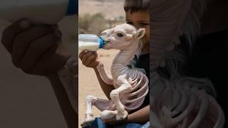 man rescue a weak baby camel #camel #babycamel #weakanimals #helptheanimals #rescue #humanity