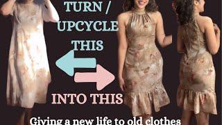 UPCYCLE OLD/LOOSE DRESS INTO HALTER NECK DRESS