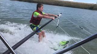 Peter’s first time waterskiing