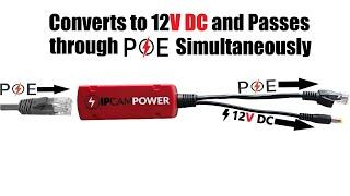 IPCamPower POE Power Splitter - POE to 12V DC Converter with POE Pass Through