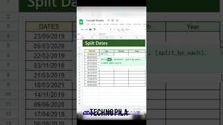 split dates in Google sheets #excel #exceltips #exceltricks #technopila