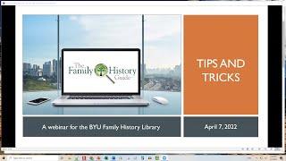 The Family History Guide: Tips and Tricks - Bob Taylor (04 April 2022)