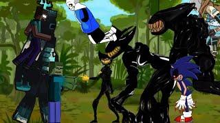 Herobrine vs bendy,Sans,Sonic exe [DC2]